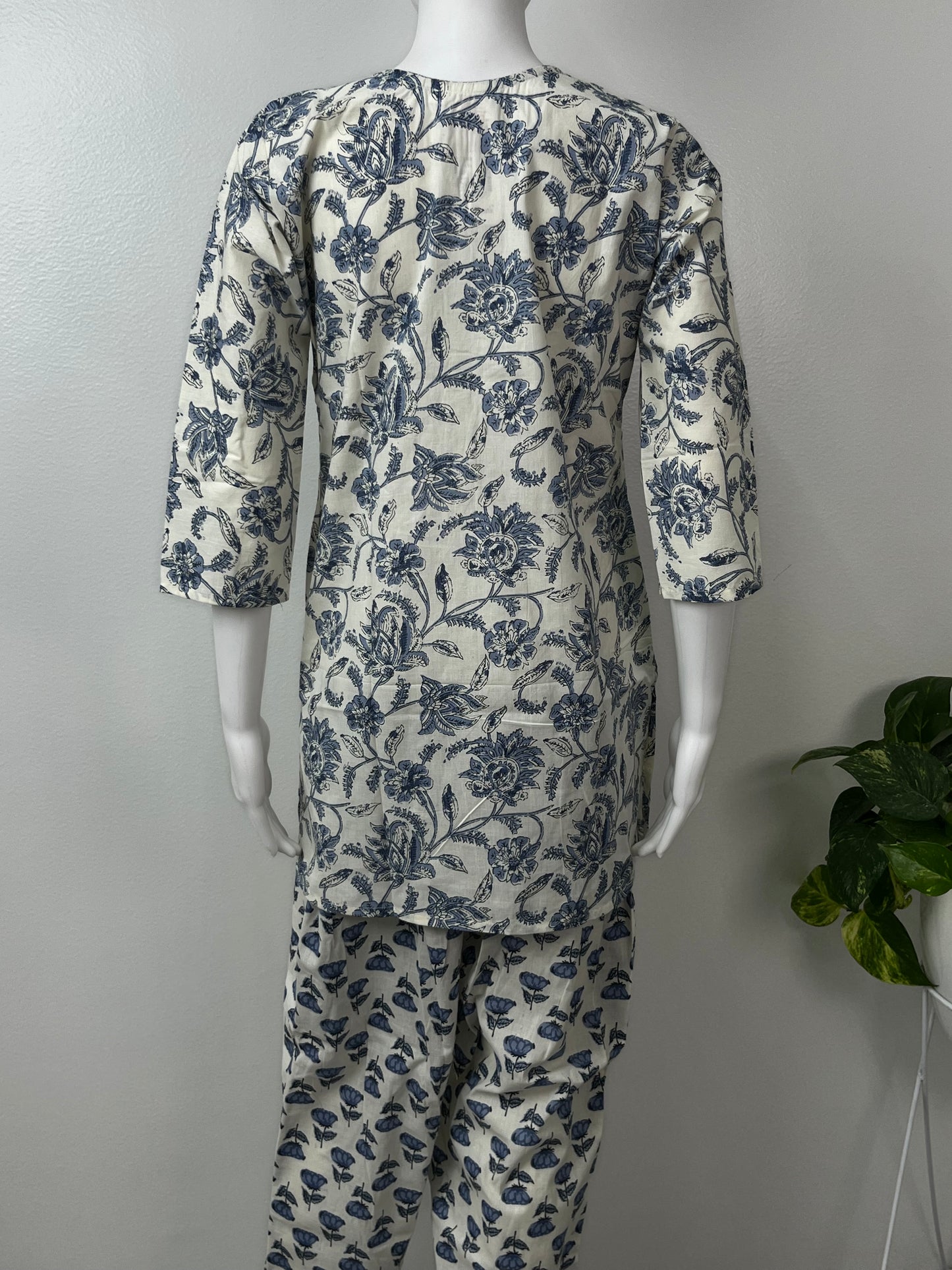 Azure Bloom Cotton Loungewear Set for Women