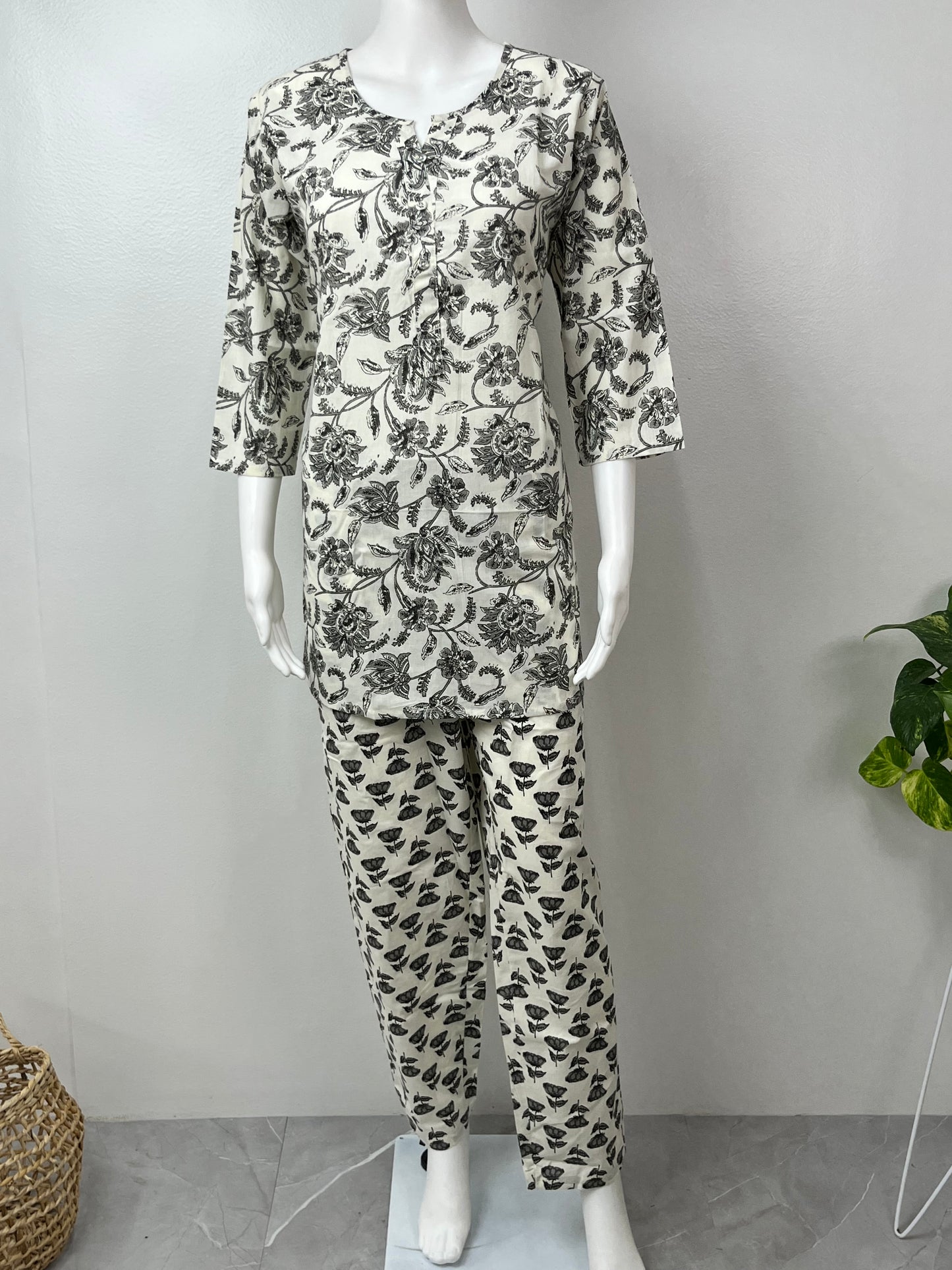 Monochrome Charm Cotton Fabric Co-ord Set