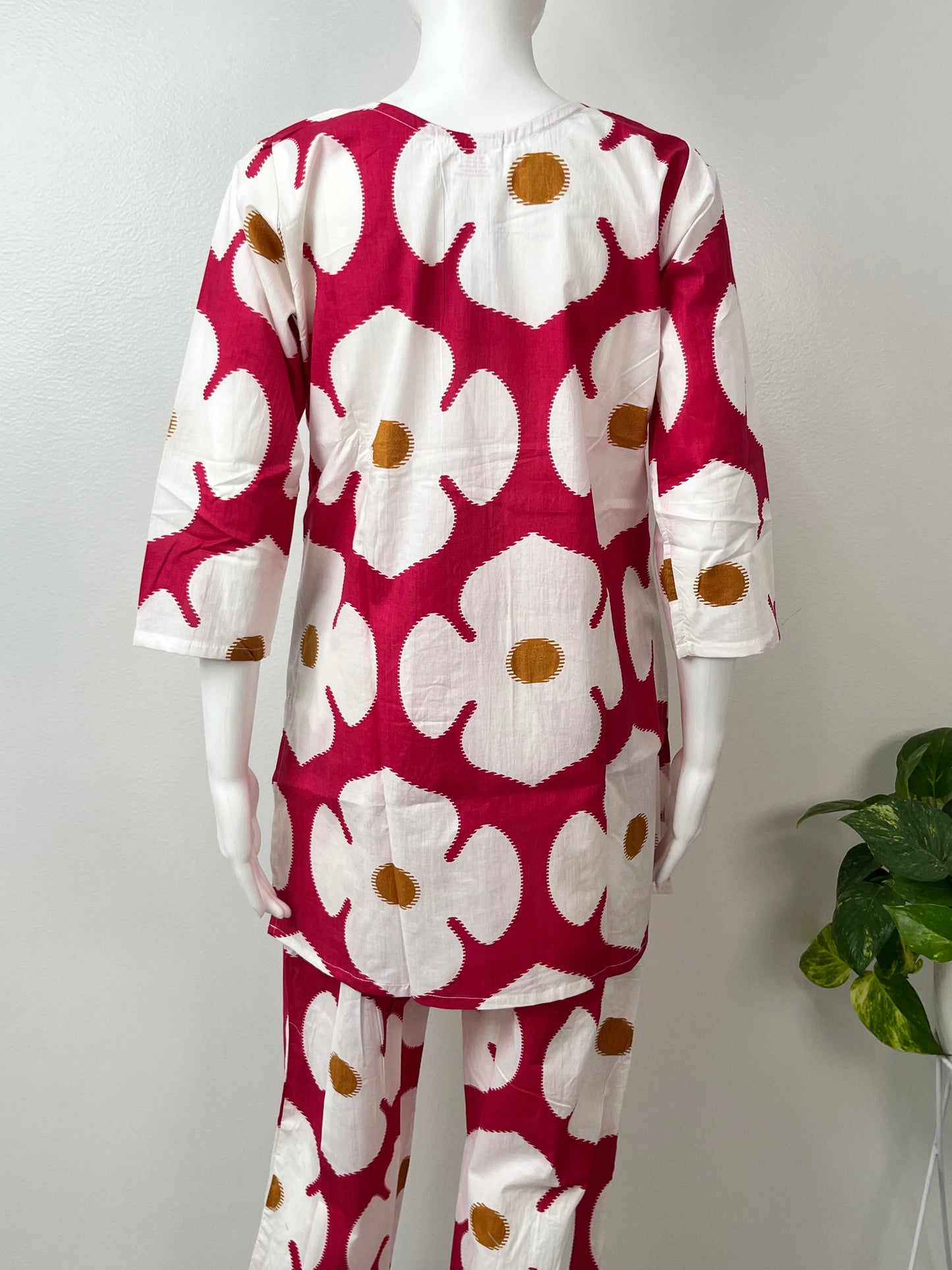 Red Blossom Cotton Co-ord Set for Women