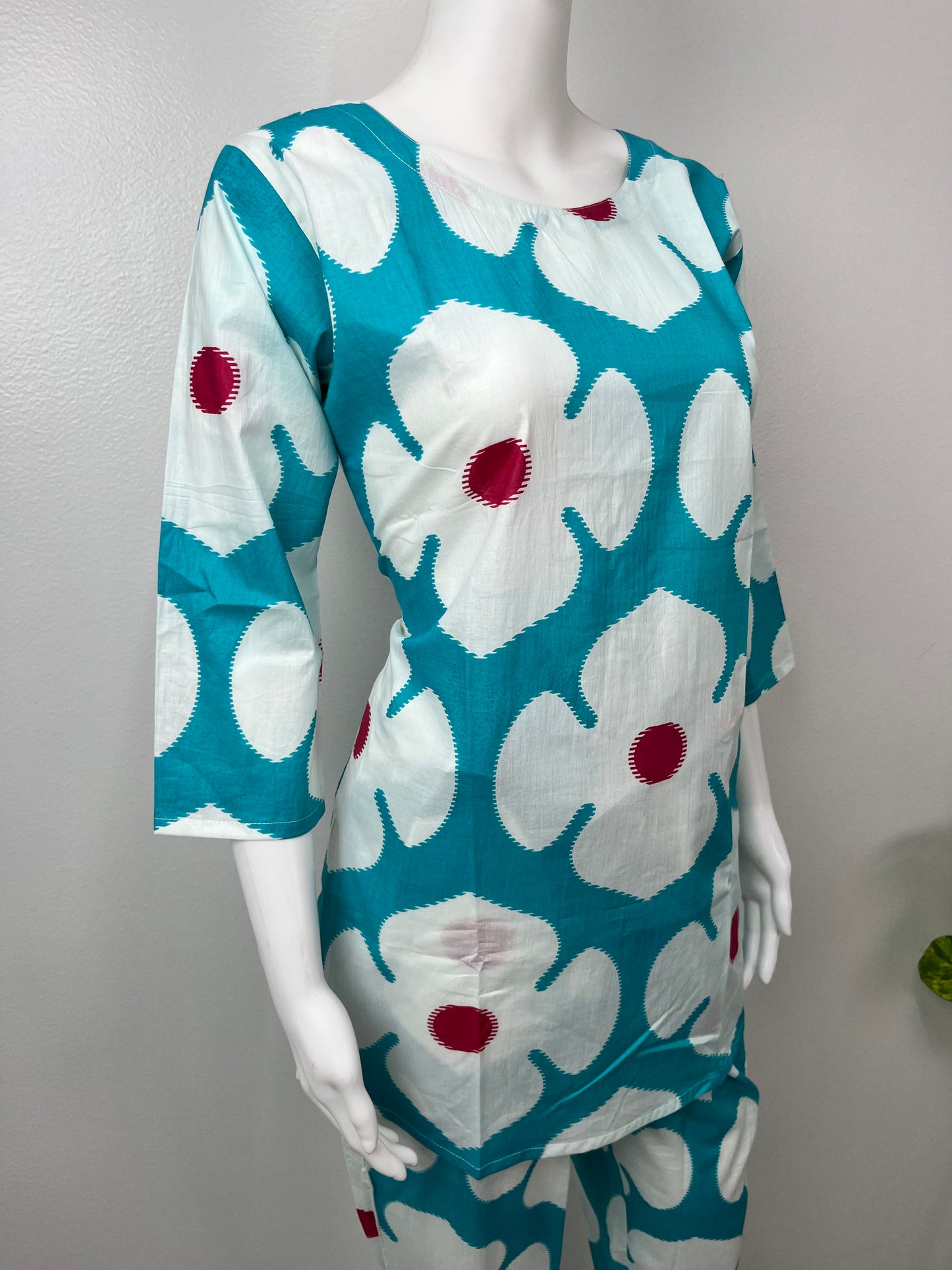 Aqua Bloom Cotton Co-ord for Women