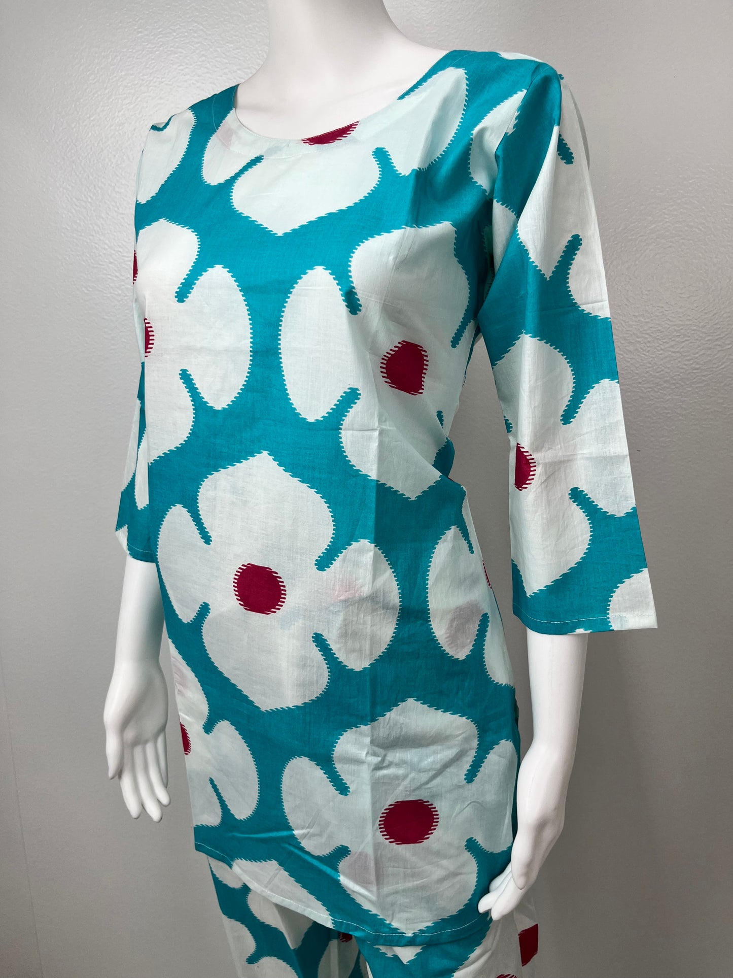 Aqua Bloom Cotton Co-ord for Women