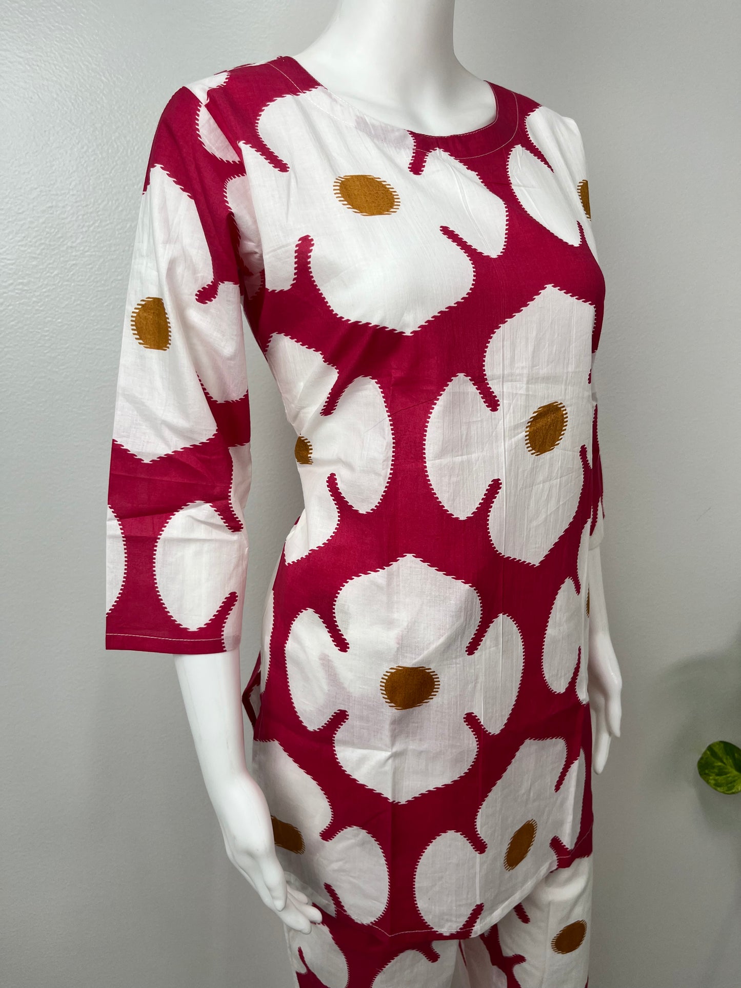 Red Blossom Cotton Co-ord Set for Women