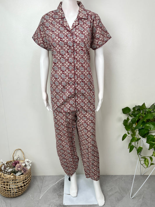 Relaxed Cotton Shirt & Pant Night Suit