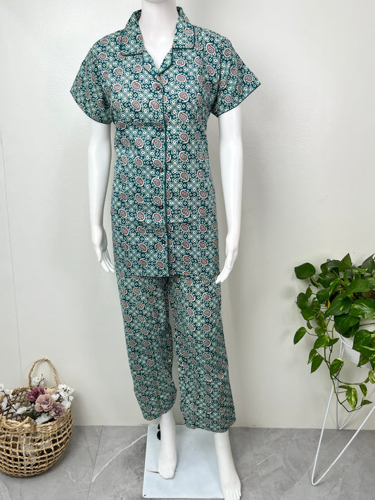 Women's Cotton Night Suit with Shirt & Pants