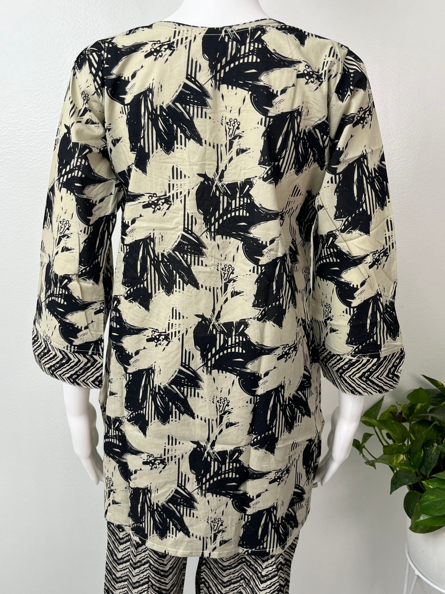 Black Printed Pure Cotton Loungewear Set