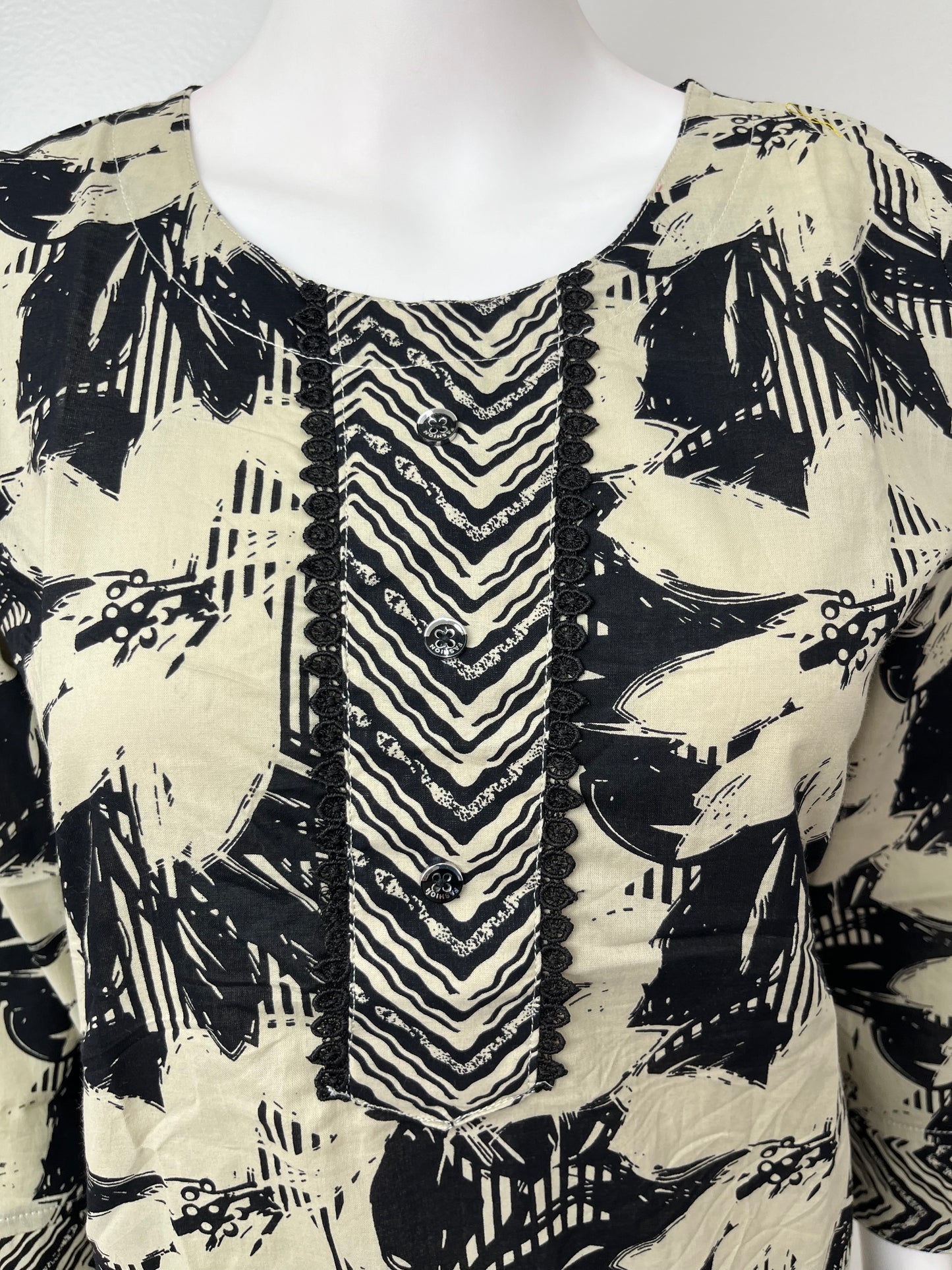 Black Printed Pure Cotton Loungewear Set