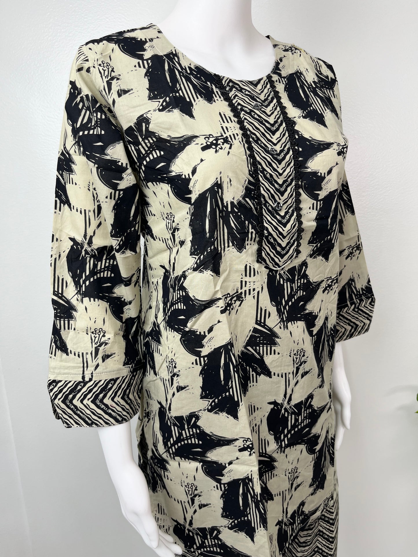 Black Printed Pure Cotton Loungewear Set
