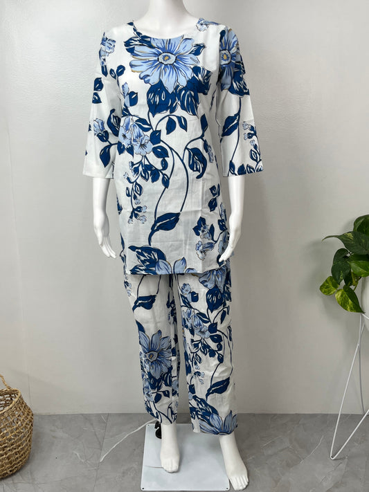 Indigo Garden Pure Cotton Night Suit for Women