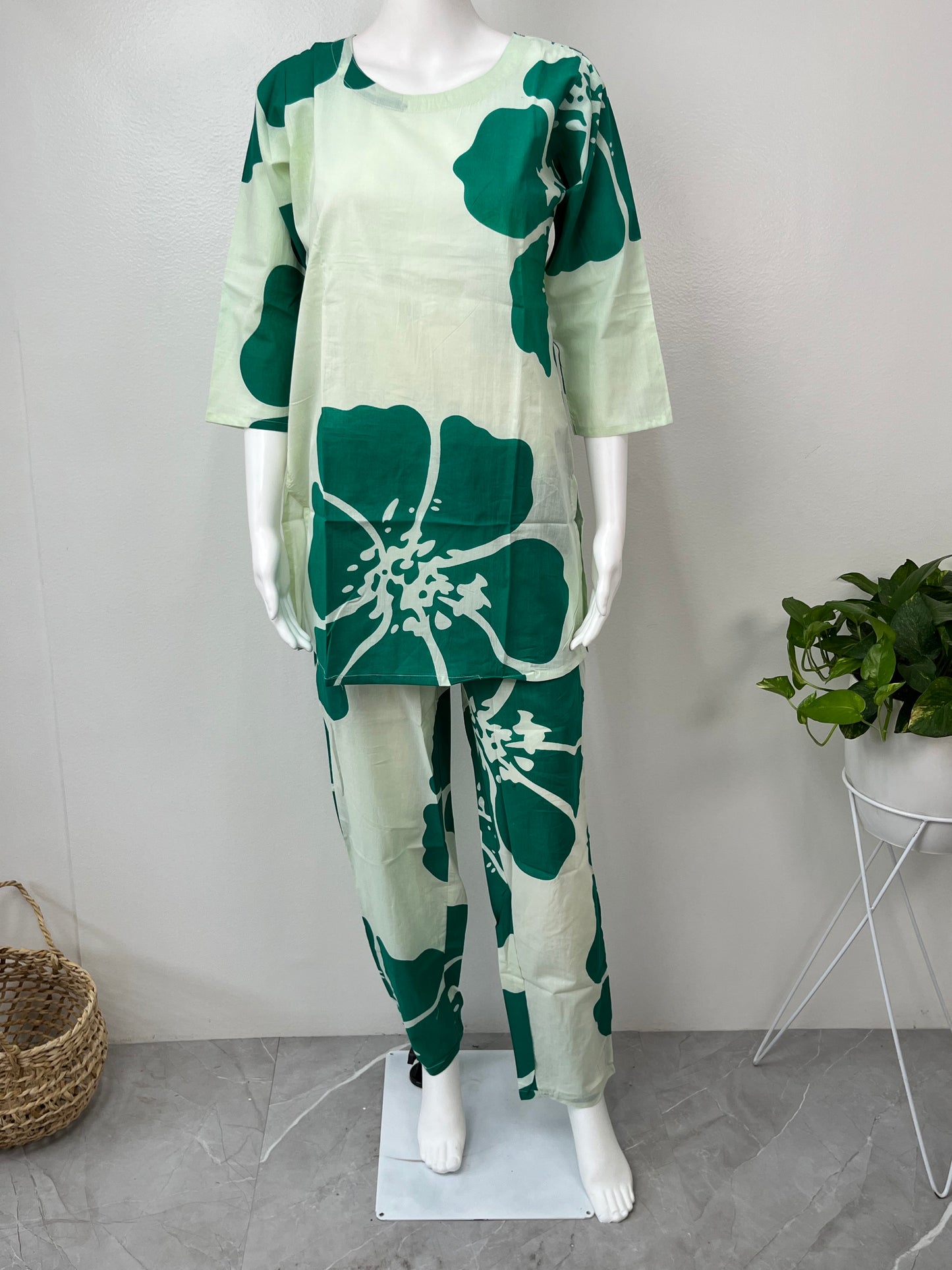 Green Petal Pure Cotton Loungewear Set