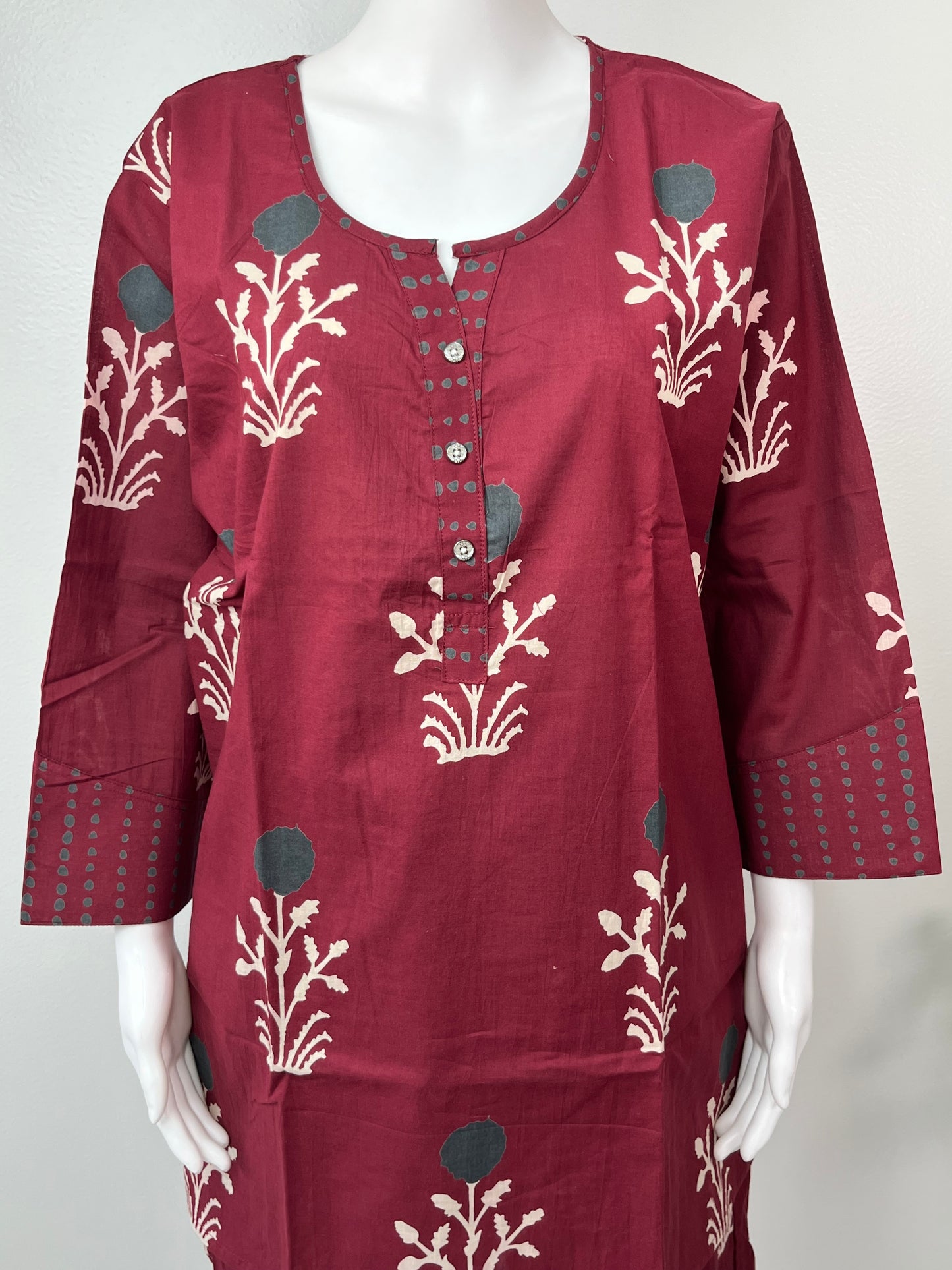 Crimson Bloom Pure Cotton Loungewear Set