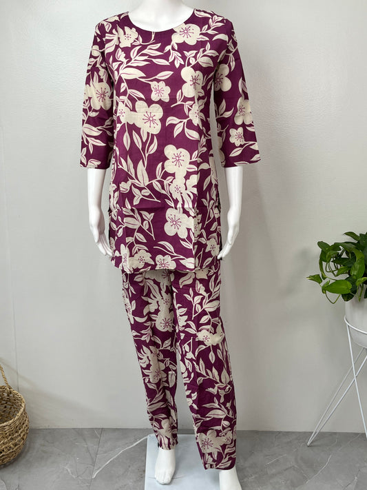 Berry Floral Cotton Lounge Set