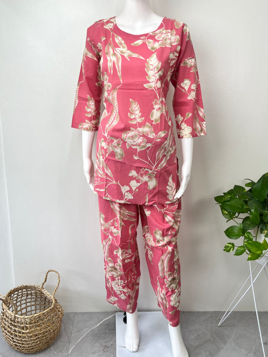 Peachy Bliss Pure Cotton Night Suit