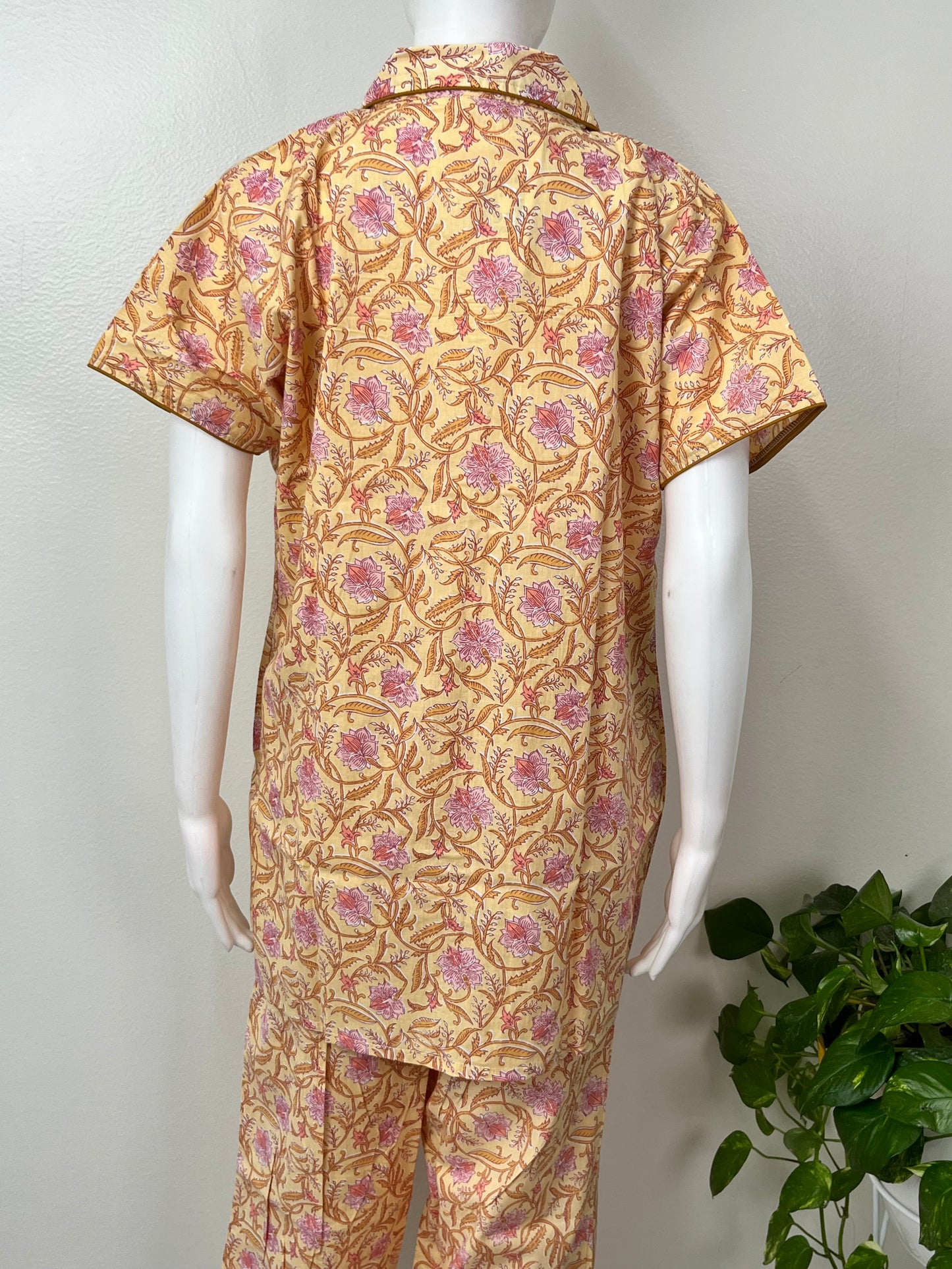 Women's Cotton Pyjama Set- Night Suit in Yellow