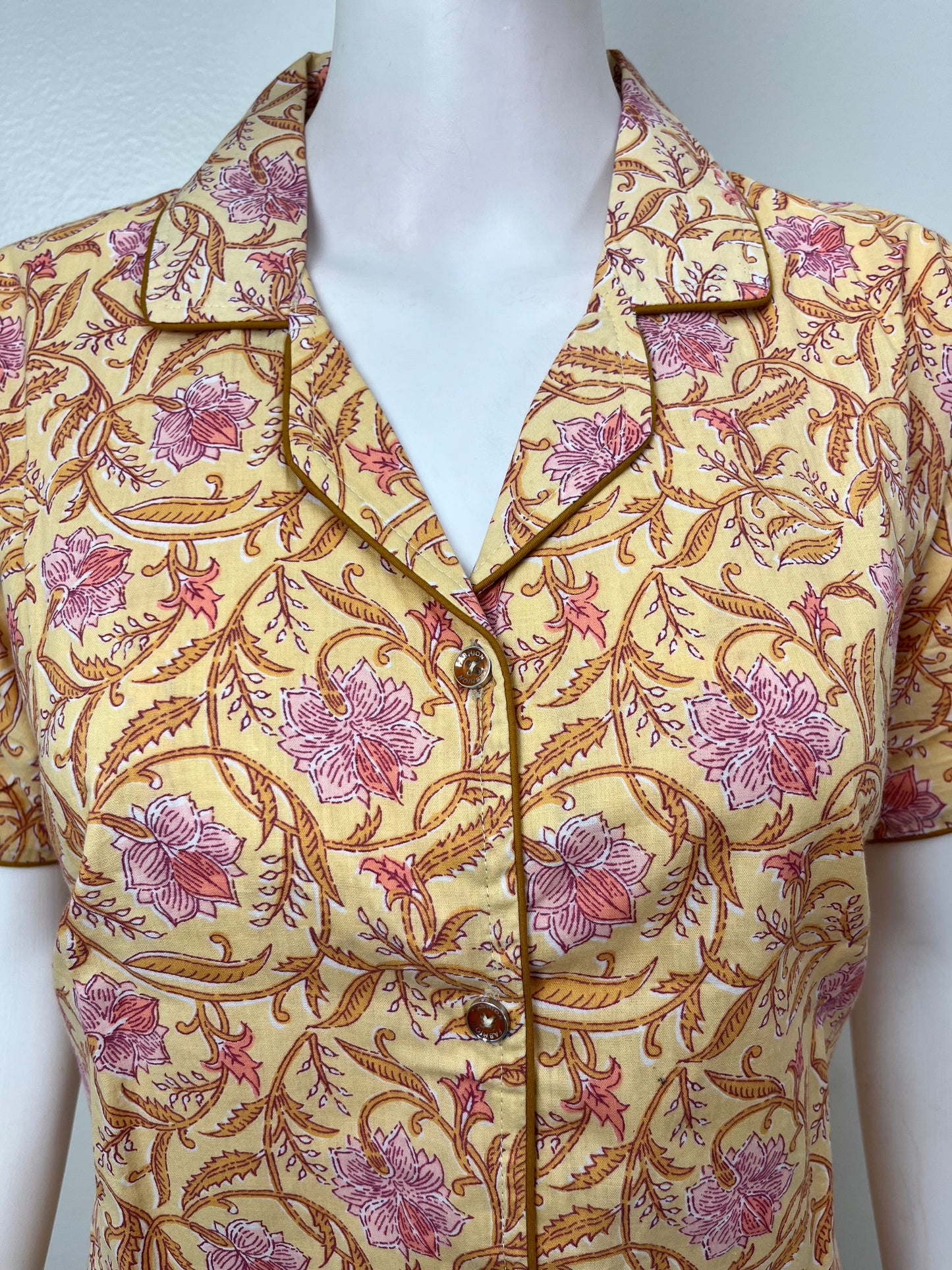 Women's Cotton Pyjama Set- Night Suit in Yellow