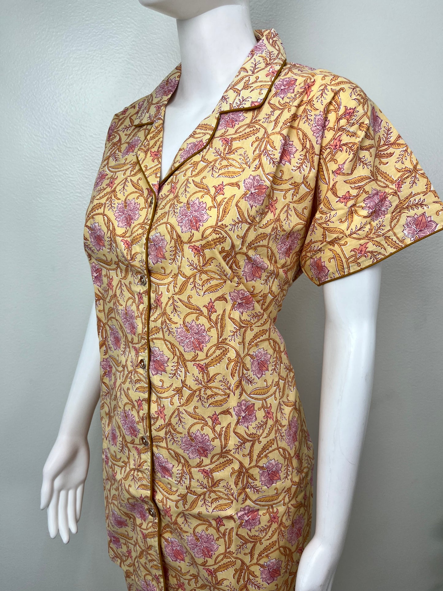 Women's Cotton Pyjama Set- Night Suit in Yellow