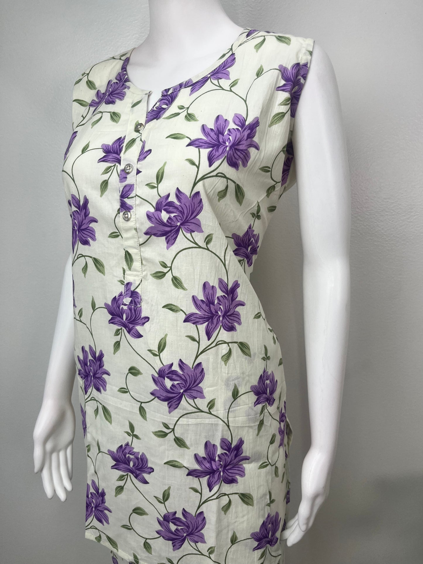 Lavender Field Sleeveless Cotton Co-ord Night Suit