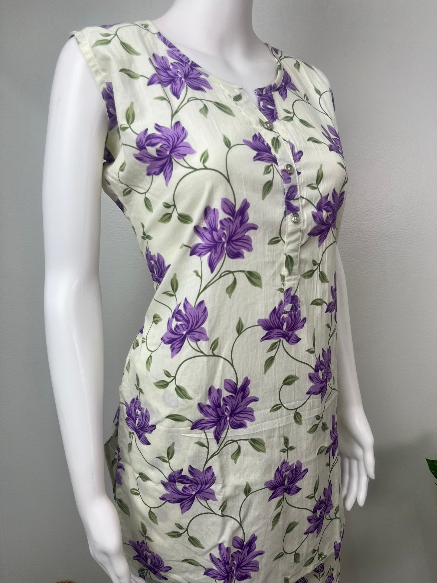Lavender Field Sleeveless Cotton Co-ord Night Suit