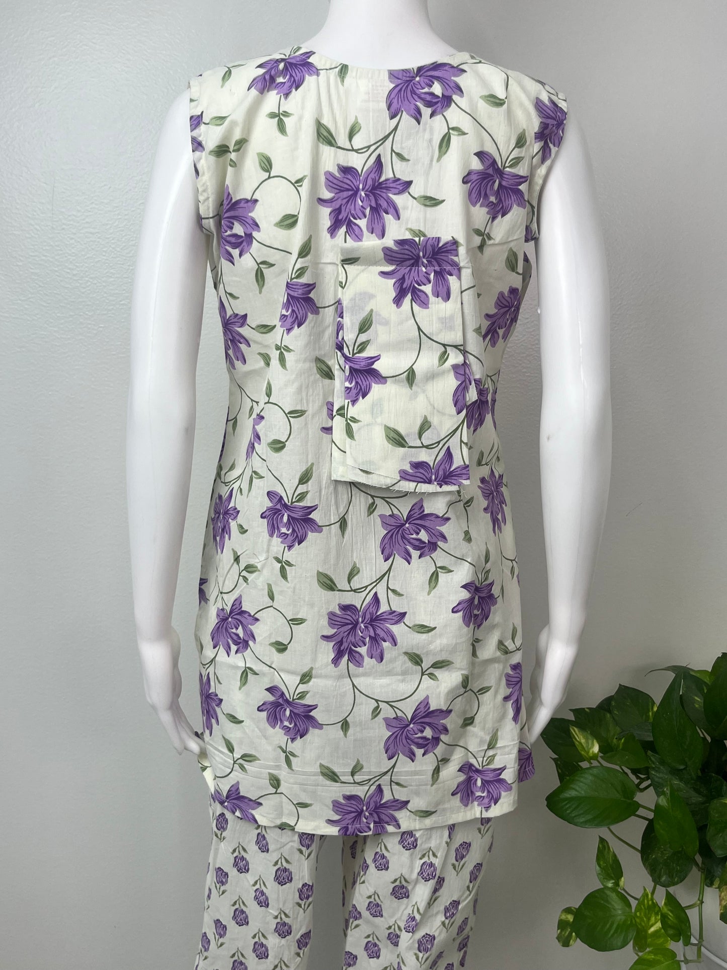 Lavender Field Sleeveless Cotton Co-ord Night Suit