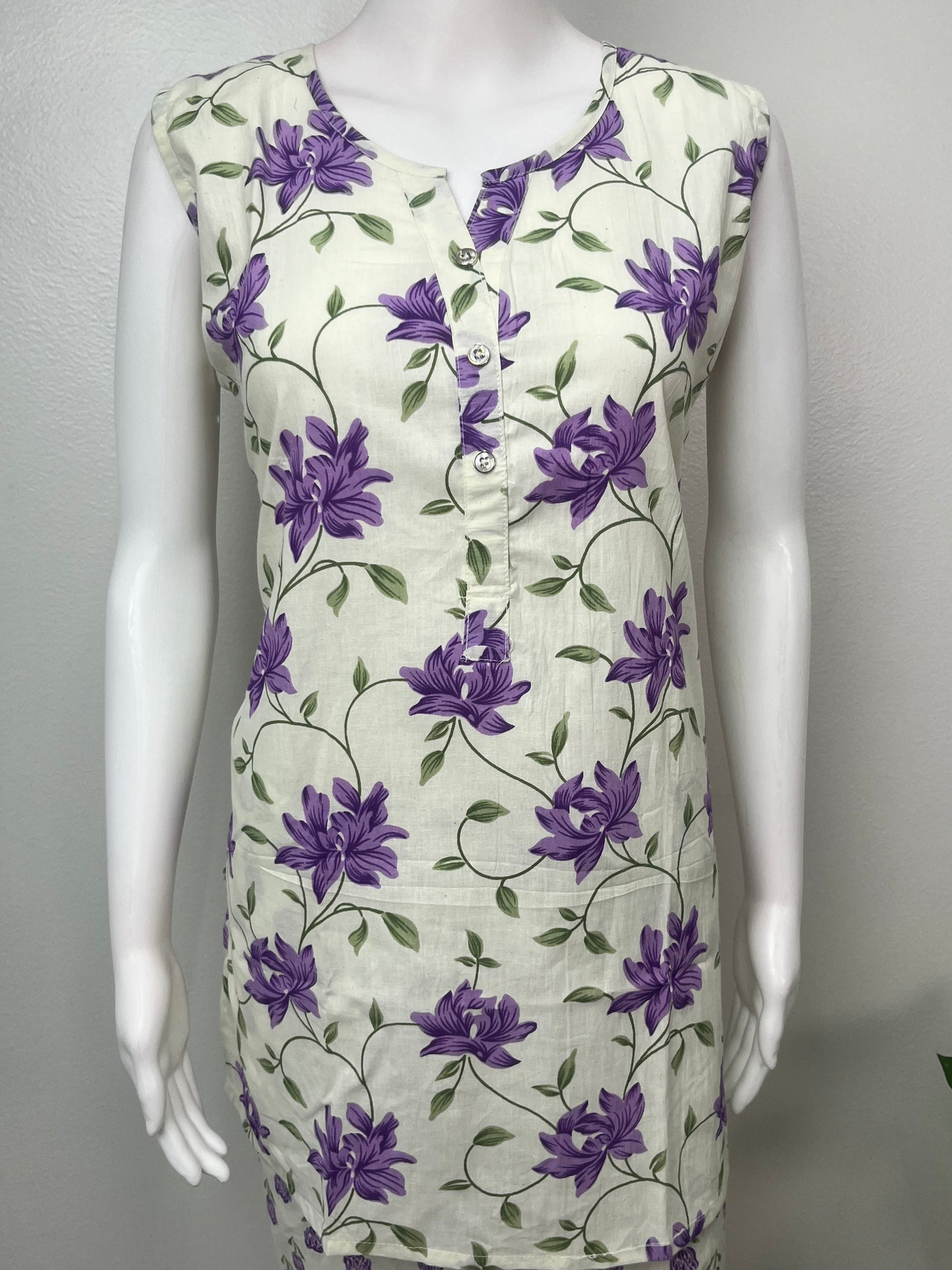 Lavender Field Sleeveless Cotton Co-ord Night Suit