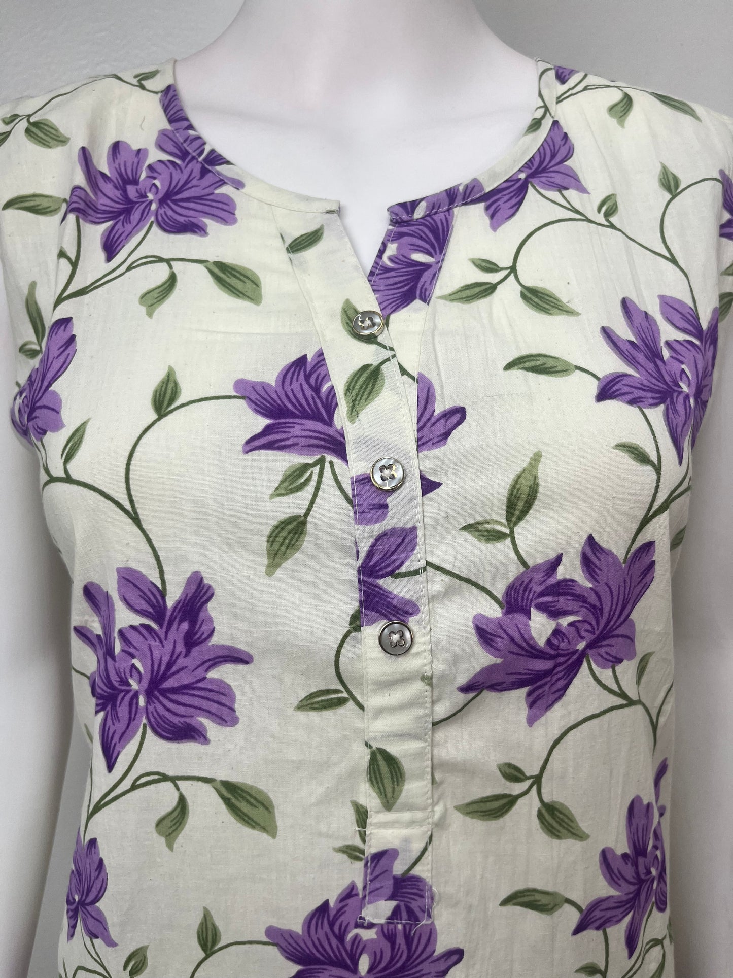 Lavender Field Sleeveless Cotton Co-ord Night Suit