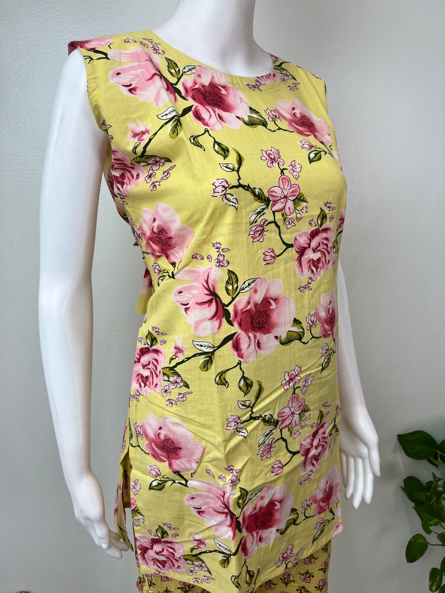 Lightweight Cotton Nightwear Set- Light Yellow