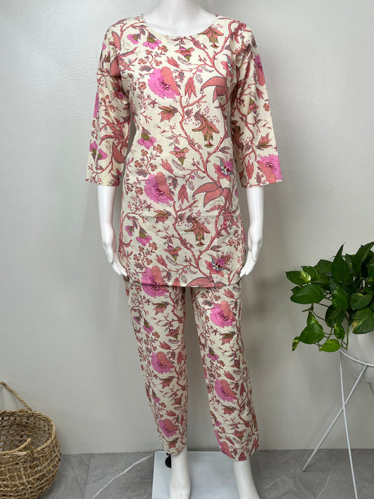 Blush Bloom Pure Cotton Night Suit