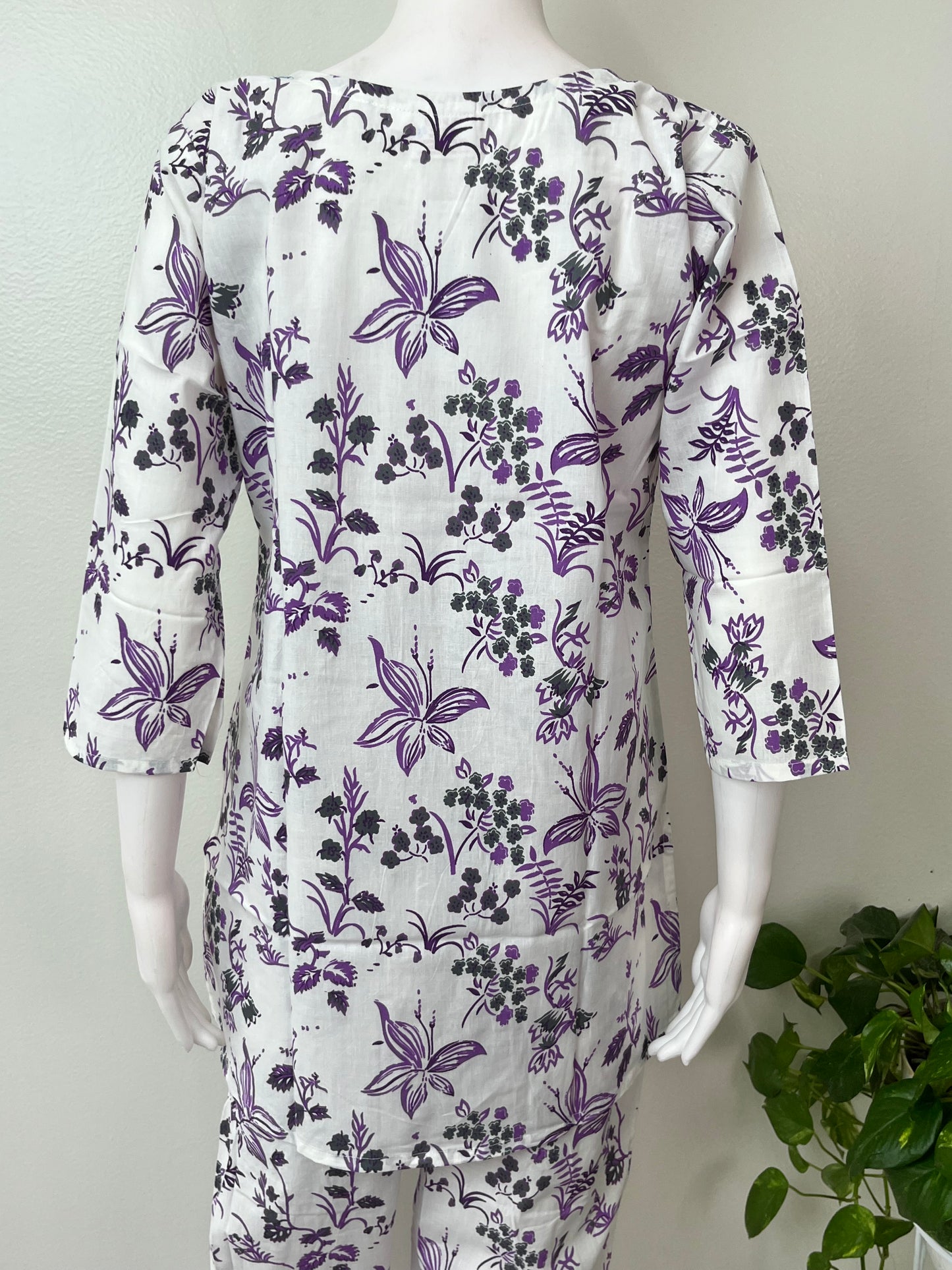 Purple Women's Cotton Co-ord Night Suit