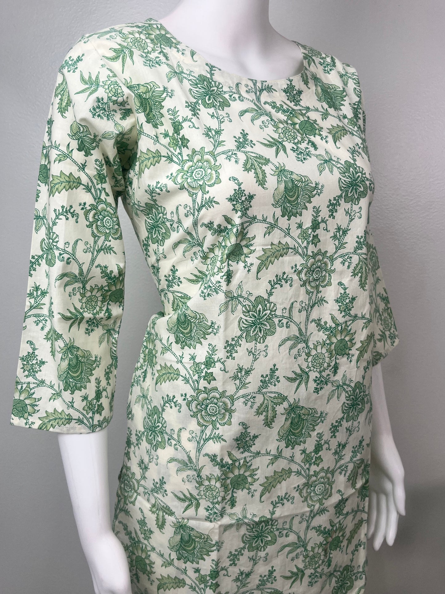 Green Floral Pure Cotton Night Suit Top & Bottom Set