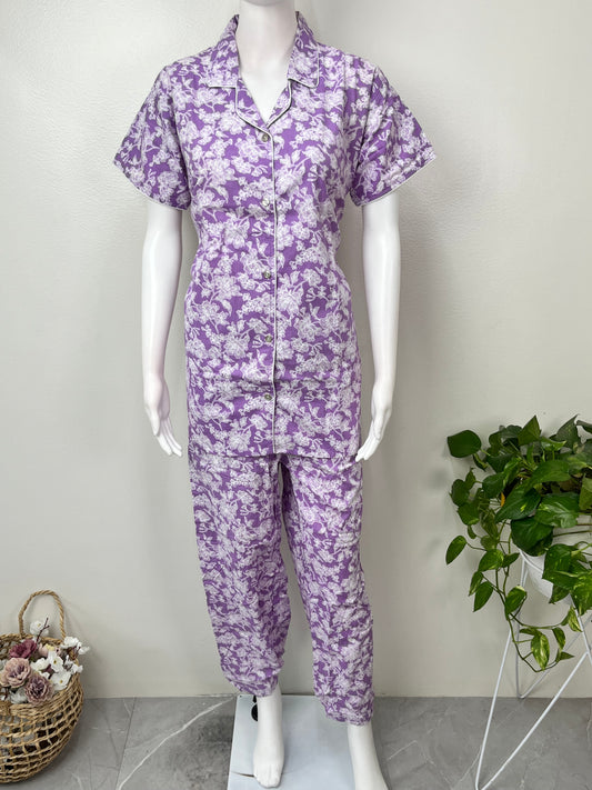 Women's Cotton Night Suit with Shirt & Pants