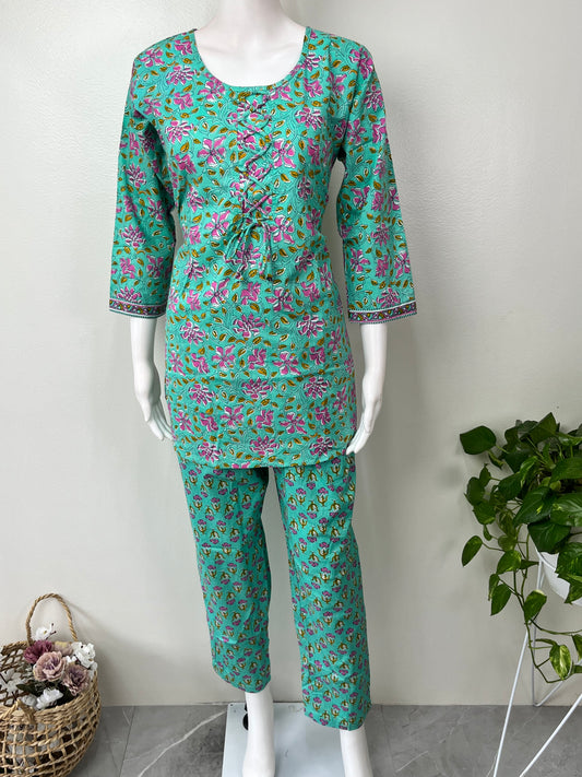 Women's Night Suit in Cotton- Relaxed Co-ord Style