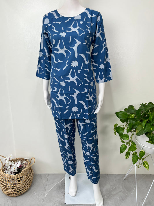 Royal Blue Rayon Fabric Loungewear