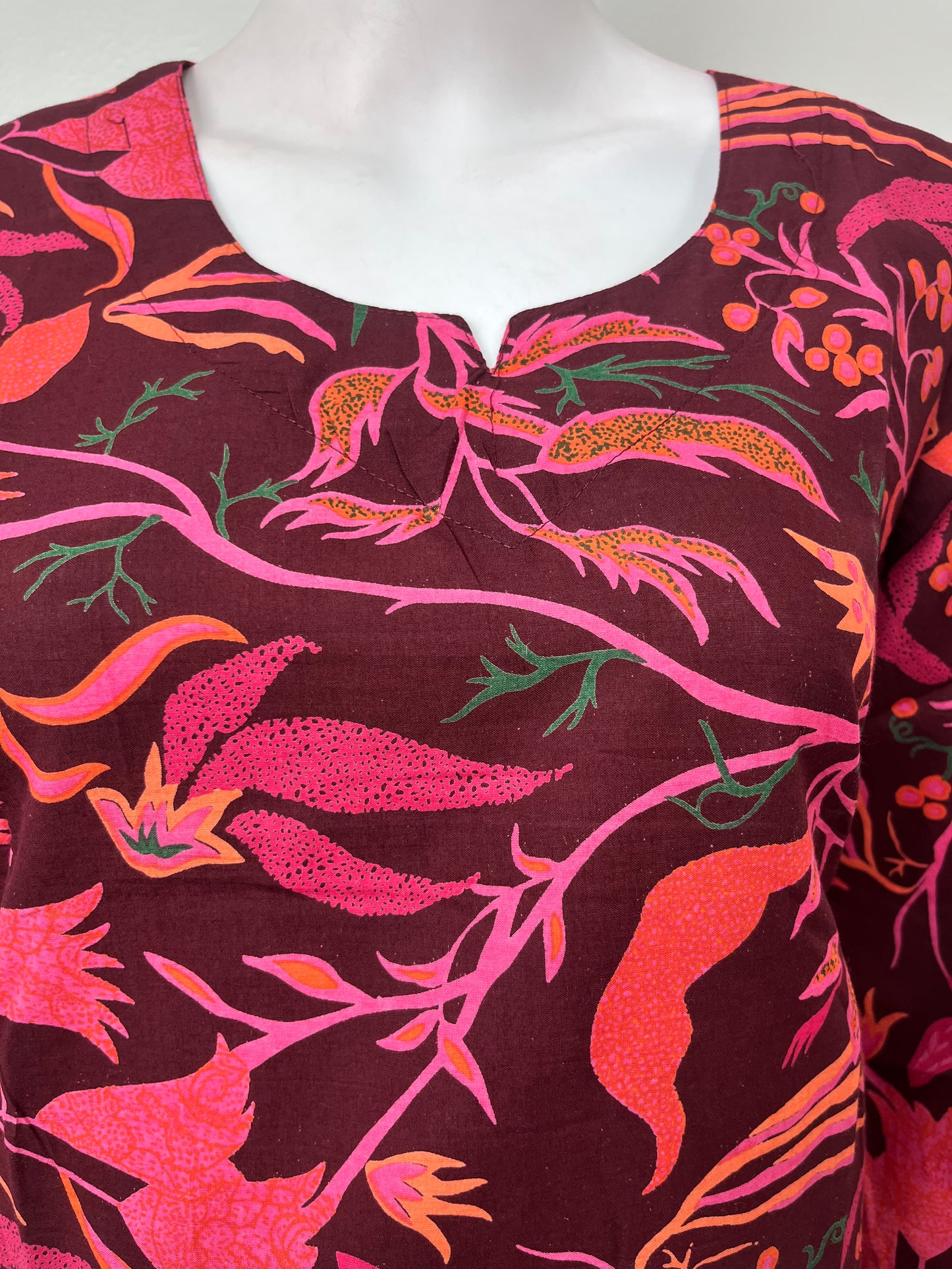 Tropical Vines Night Suit in Maroon