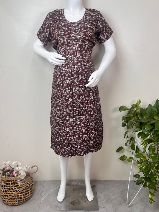 Comfortable Pregnancy Rayon Fabric Night Gown with Nursing Zip