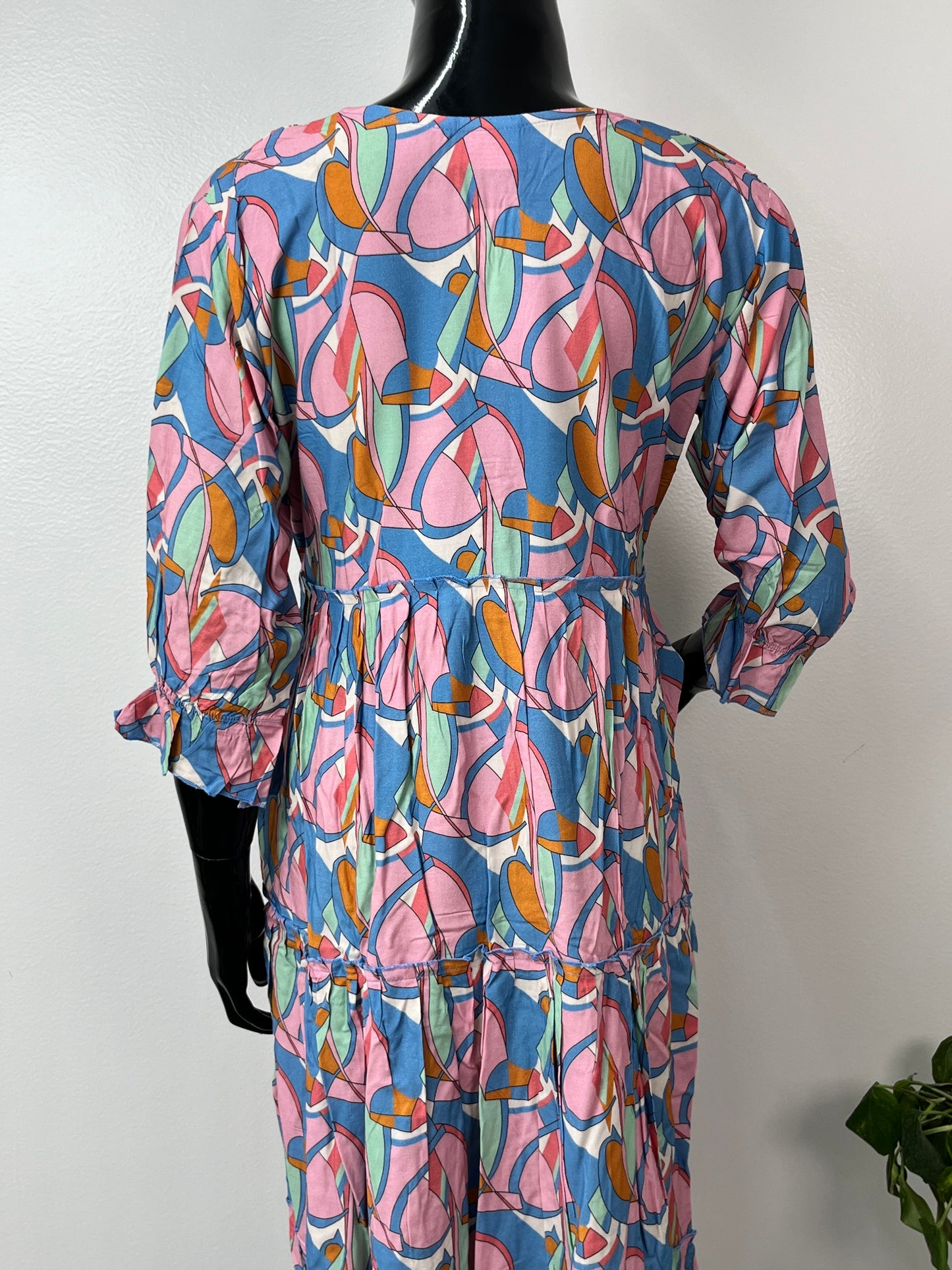 Comfort and Care Pink & Blue Rayon fabric Maternity Gown