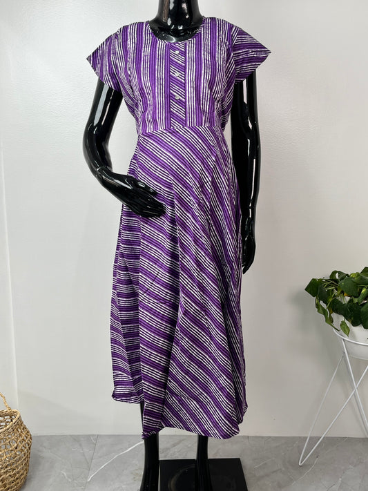 Purple Soft & Breathable Pure Cotton Maternity Gown