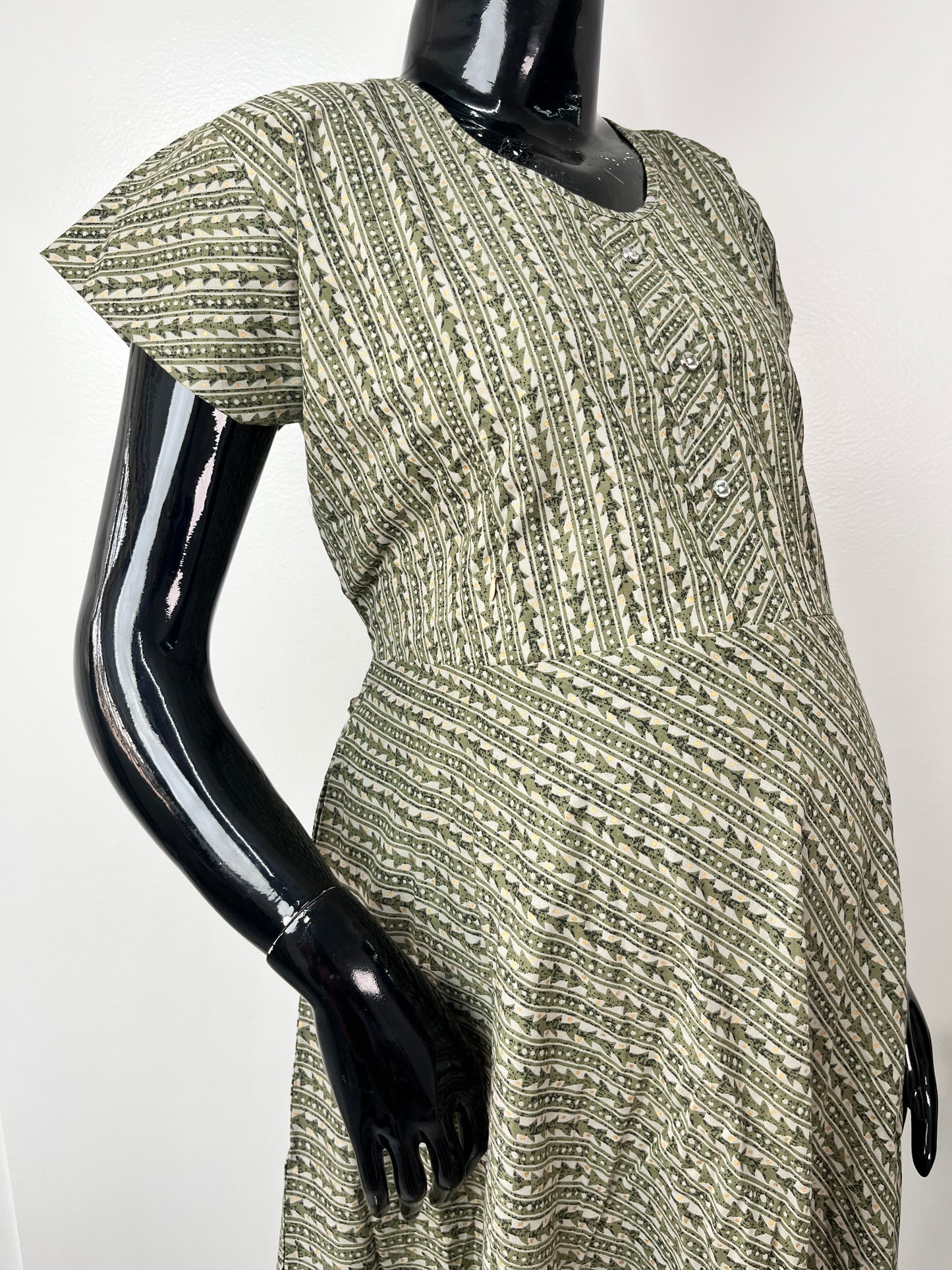 Olive Green Soft & Breathable Pure Cotton Maternity Gown
