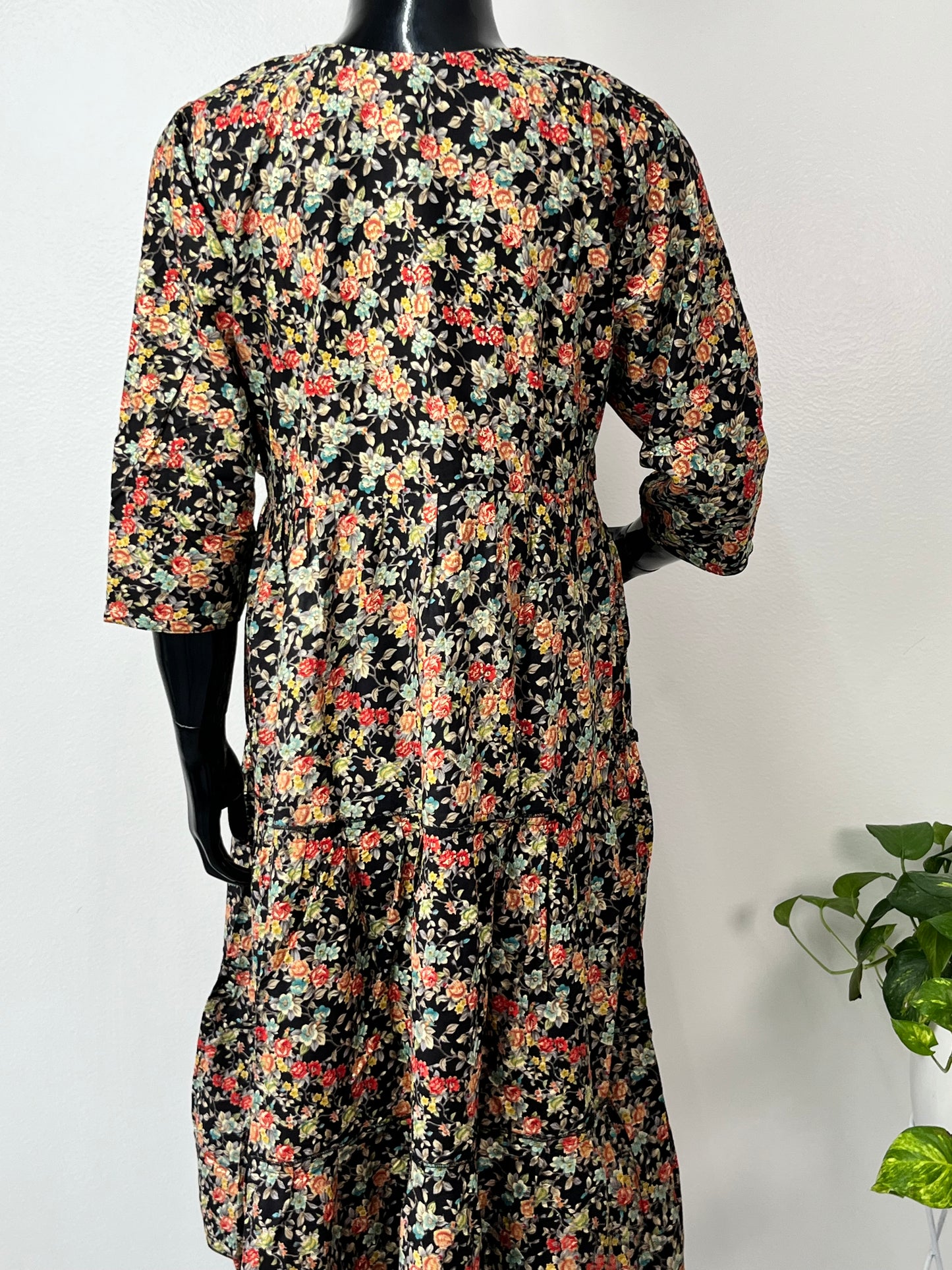 Black & Red Maternity Rayon Fabric Gown