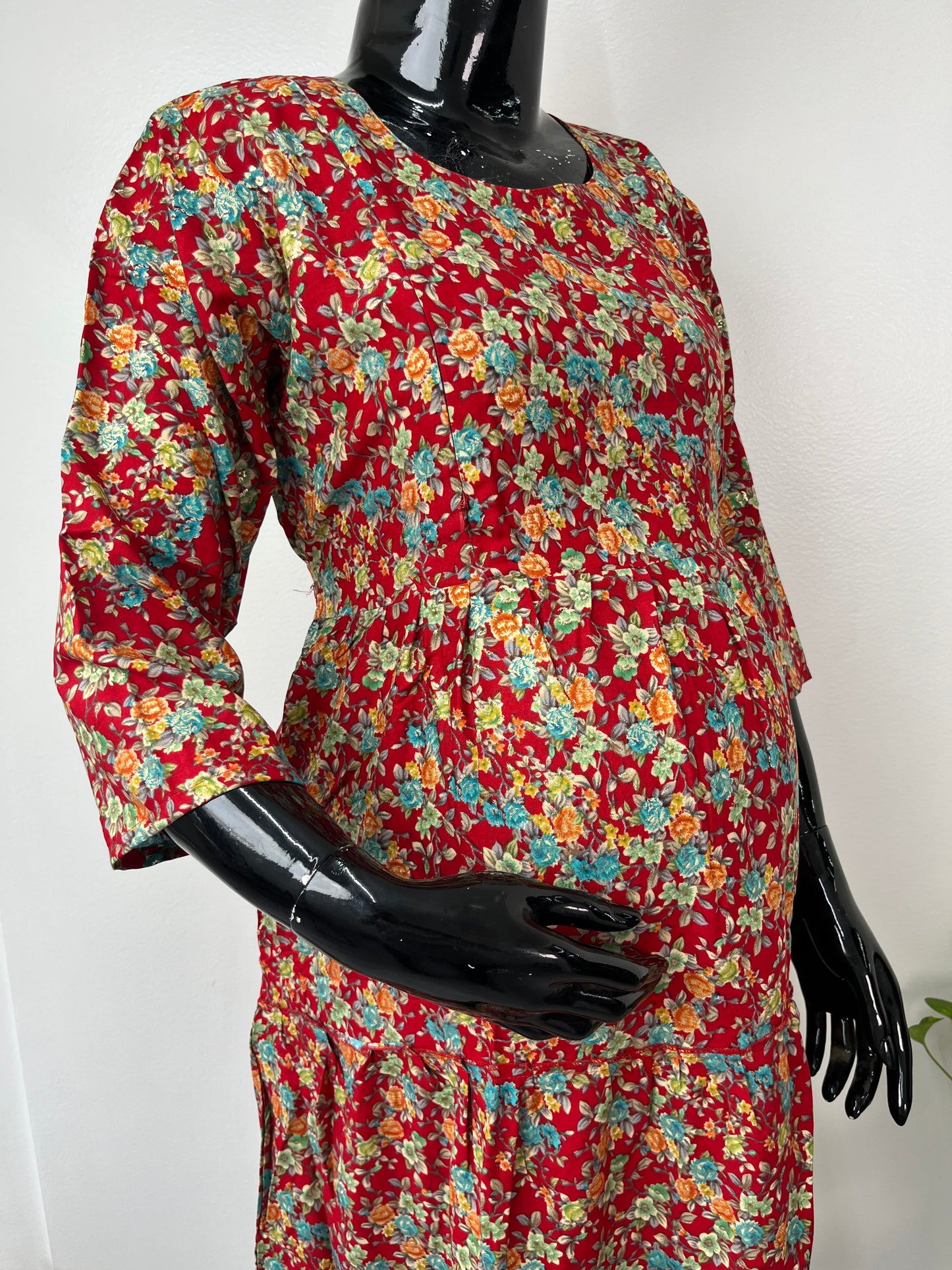 Comfort & Care Red Rayon Fabric Maternity Gown