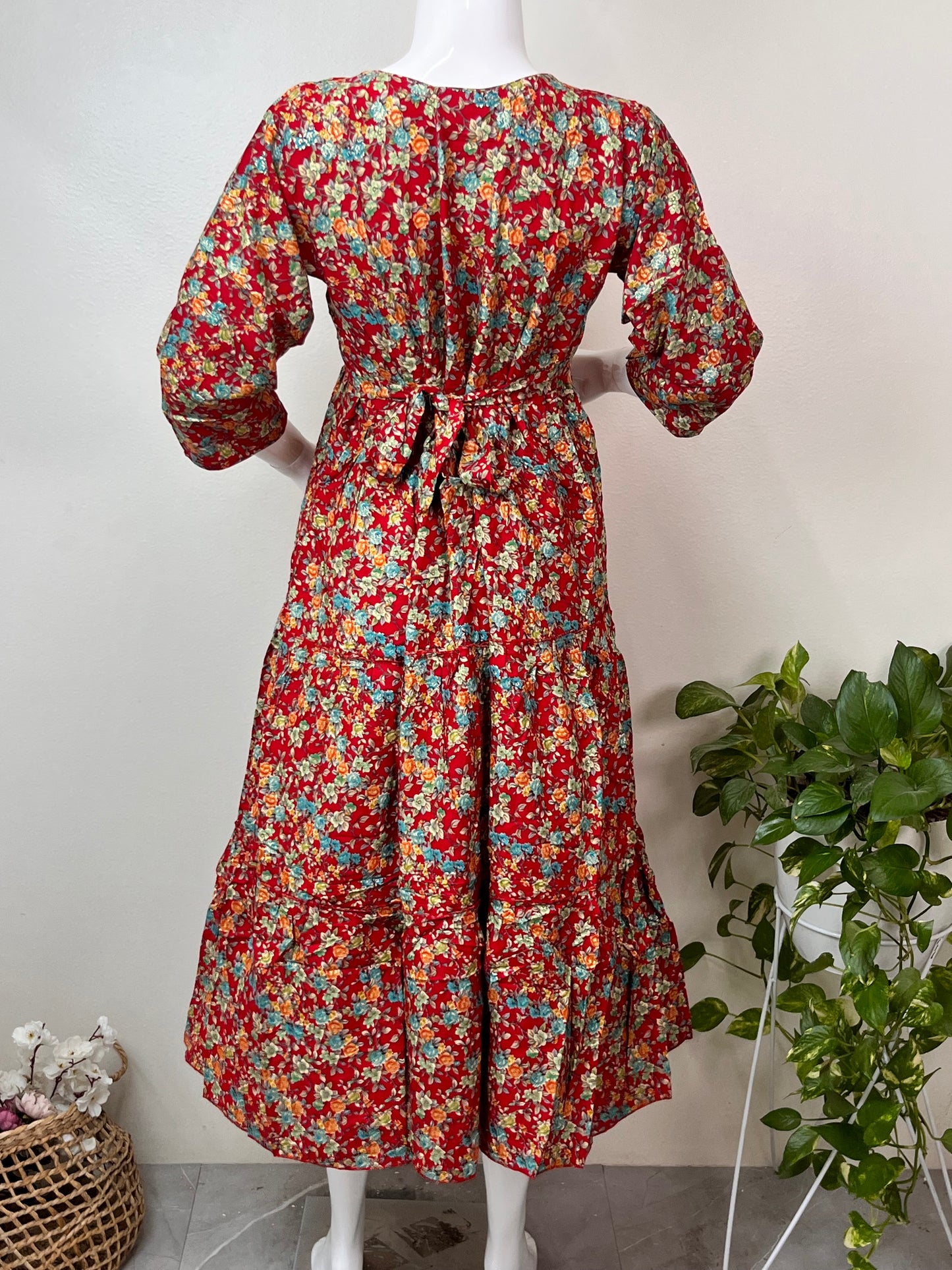 Red All Day Comfort Rayon Fabric Maternity Gown