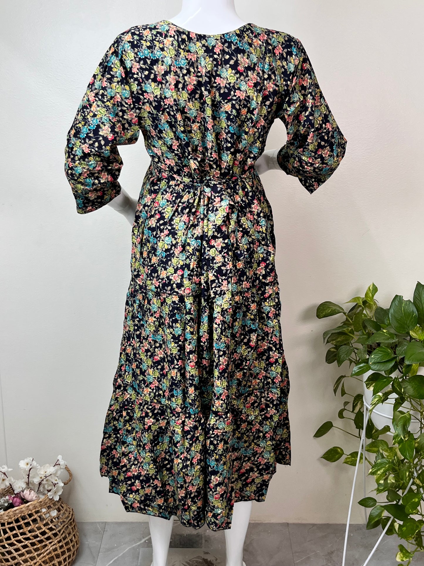 Navy Blue Breathable Rayon Fabric Maternity Gown