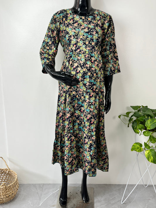 Black Soft & Breathable Rayon Fabric Maternity Gown