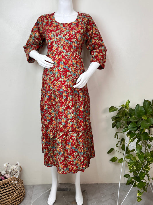 Red All Day Comfort Rayon Fabric Maternity Gown