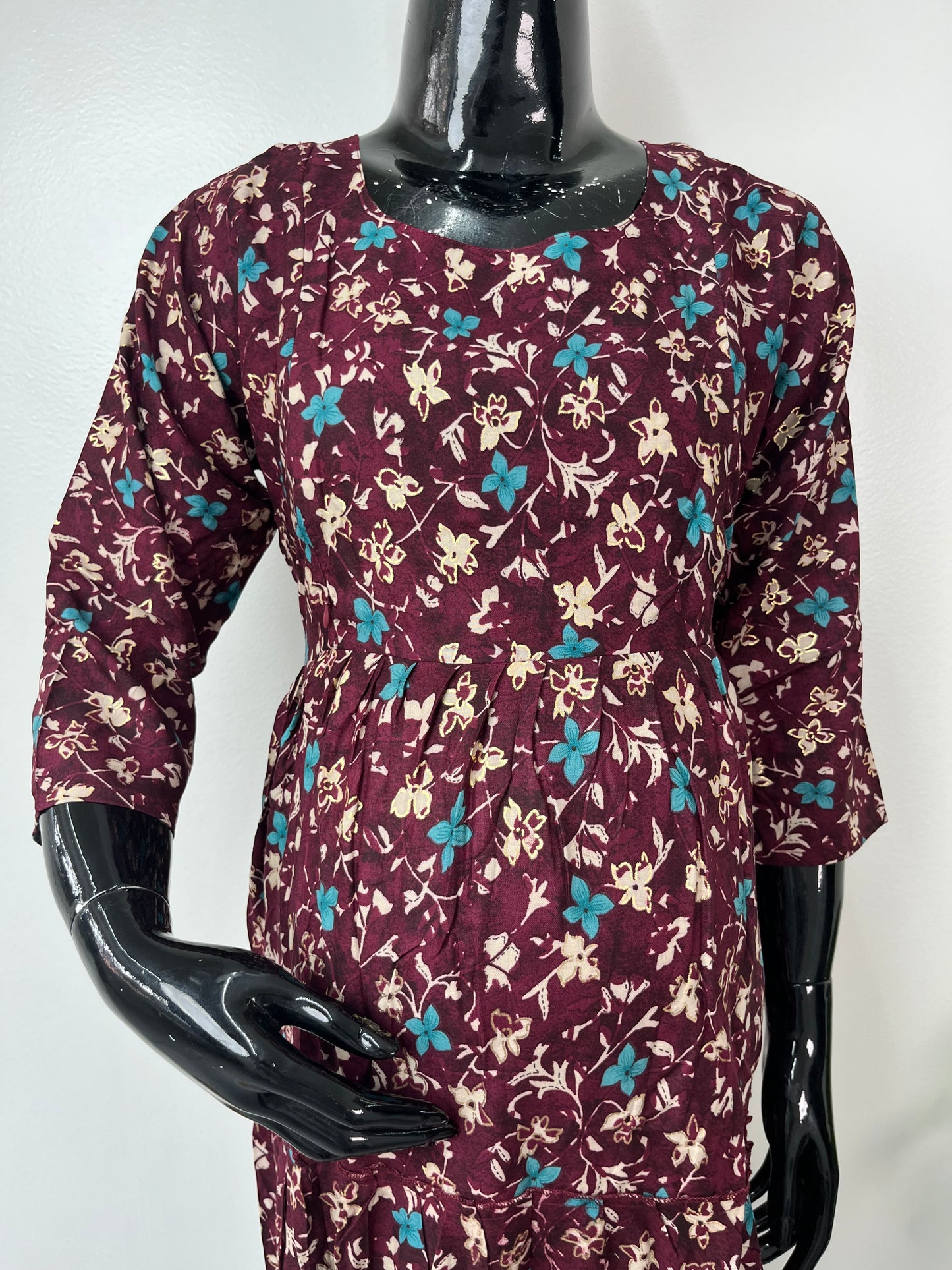 Comfort & Care Maroon Rayon Fabric Maternity Gown