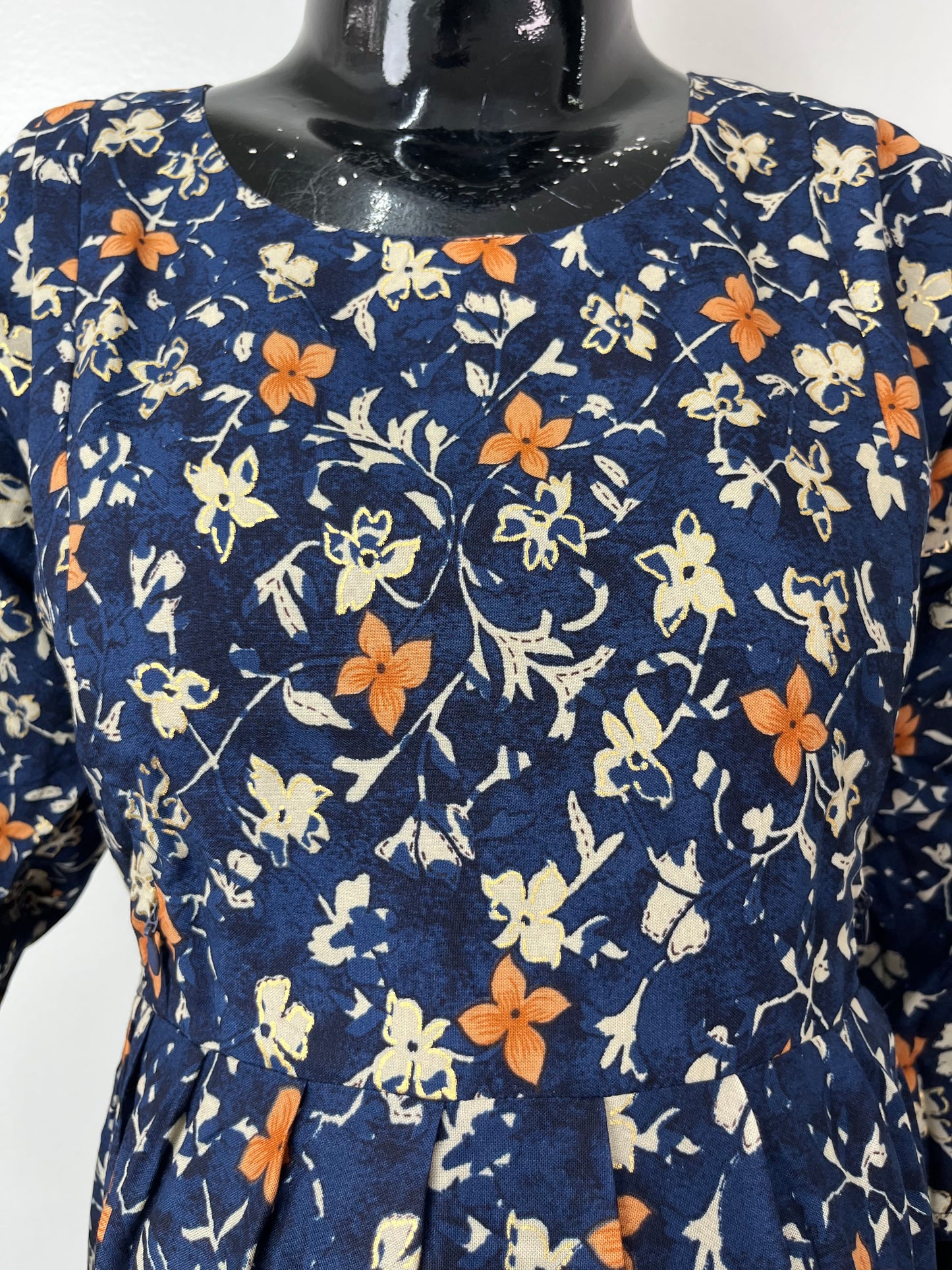 Navy Blue Soft & Breathable Rayon Maternity Gown