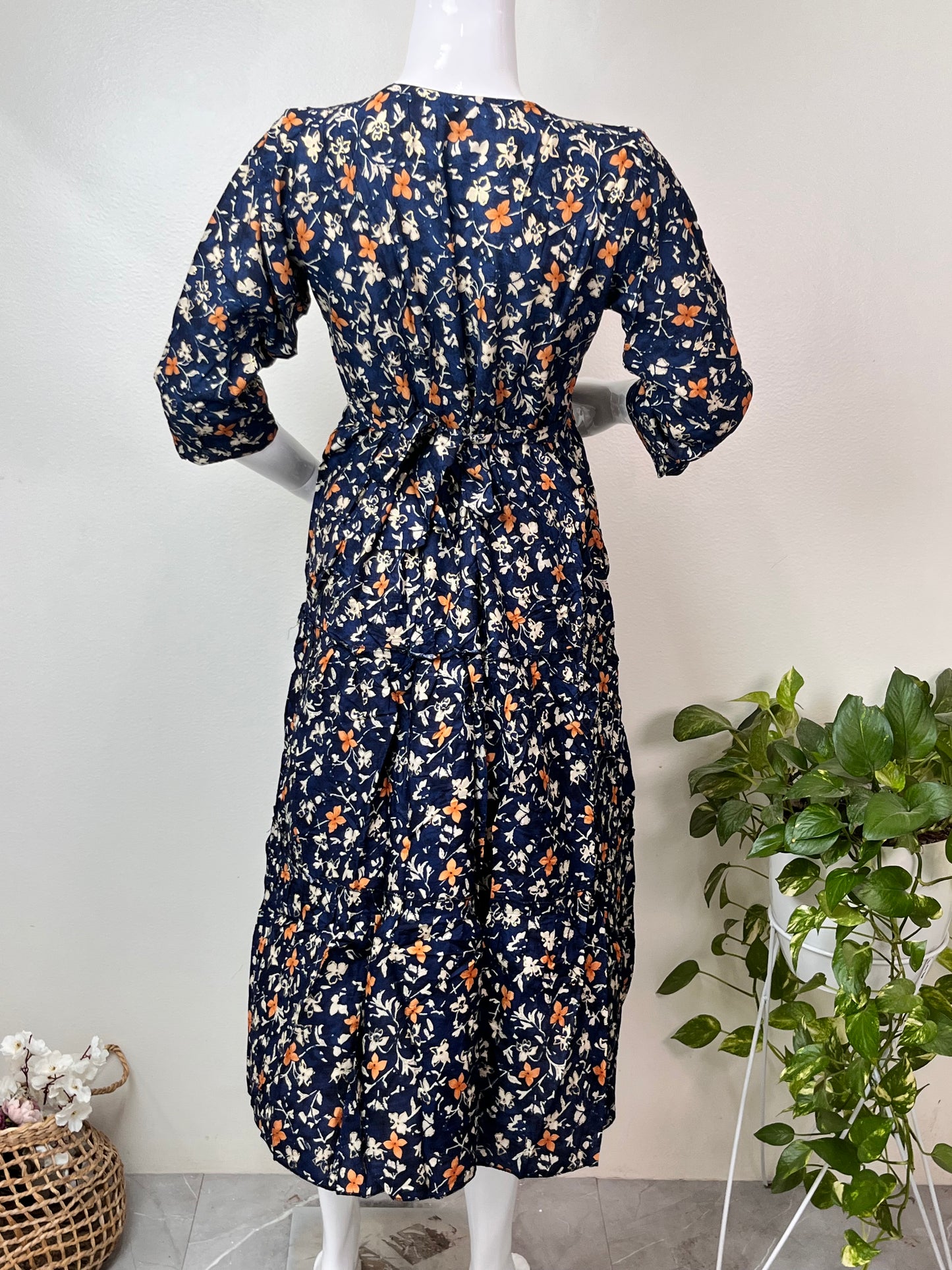 Cozy Care Navy Blue Rayon Fabric Maternity Gown