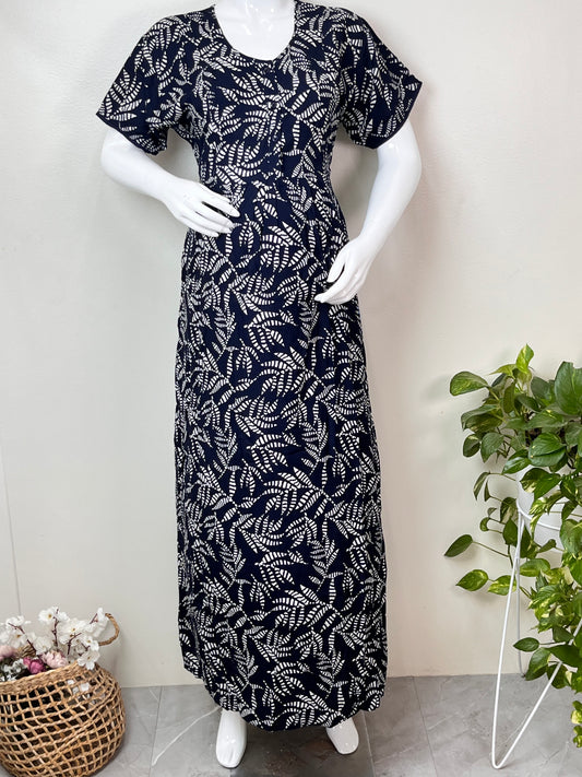 Navy Blue Rayon Fabric Maternity Comfort Gown