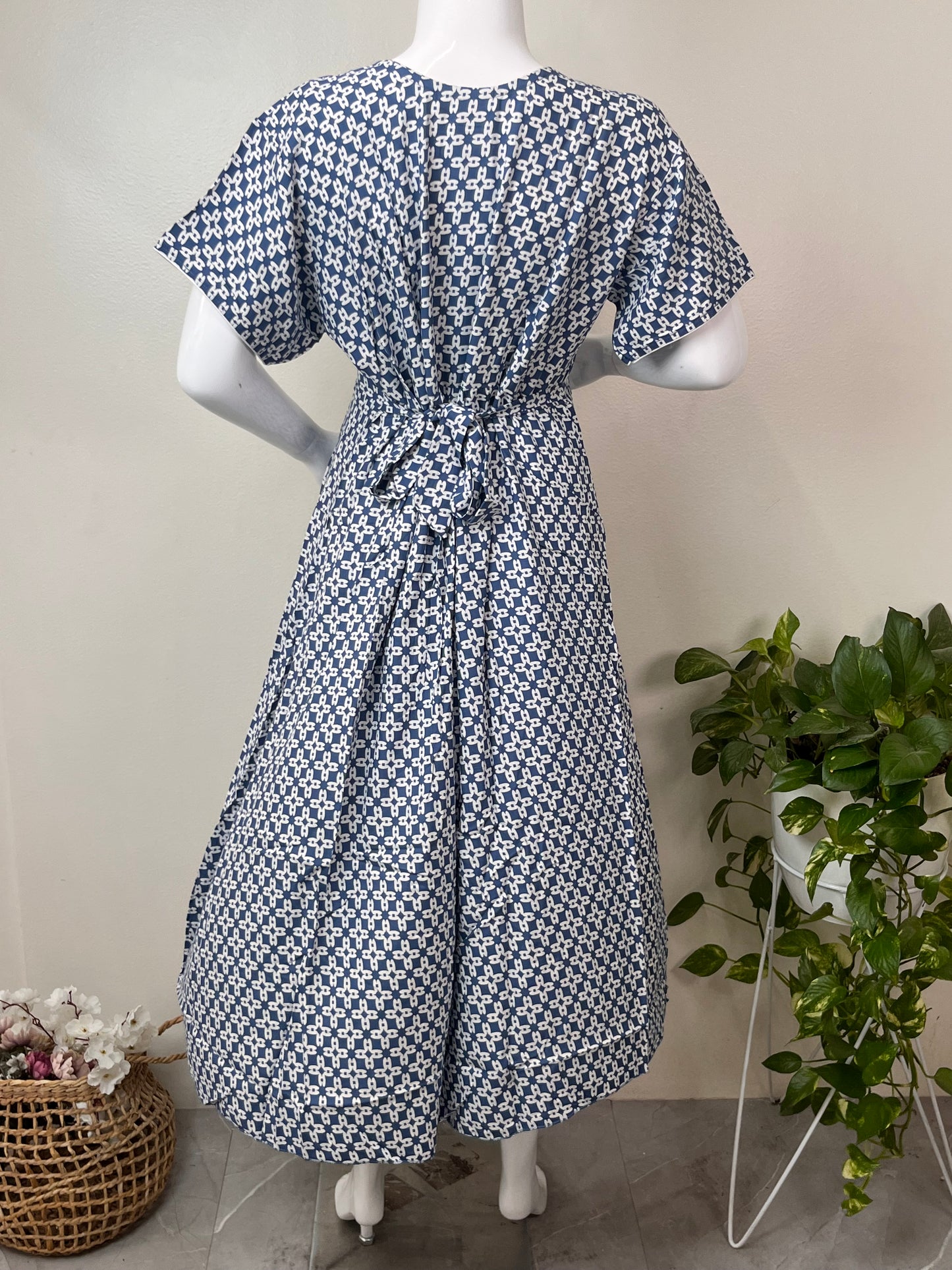Blue Rayon Fabric Gentle Touch Maternity Gown