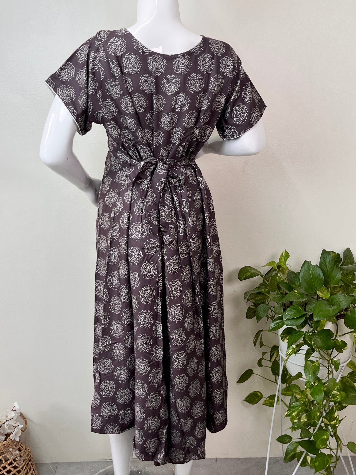 Essential Comfot Coffee Rayon Fabric Maternity Gown