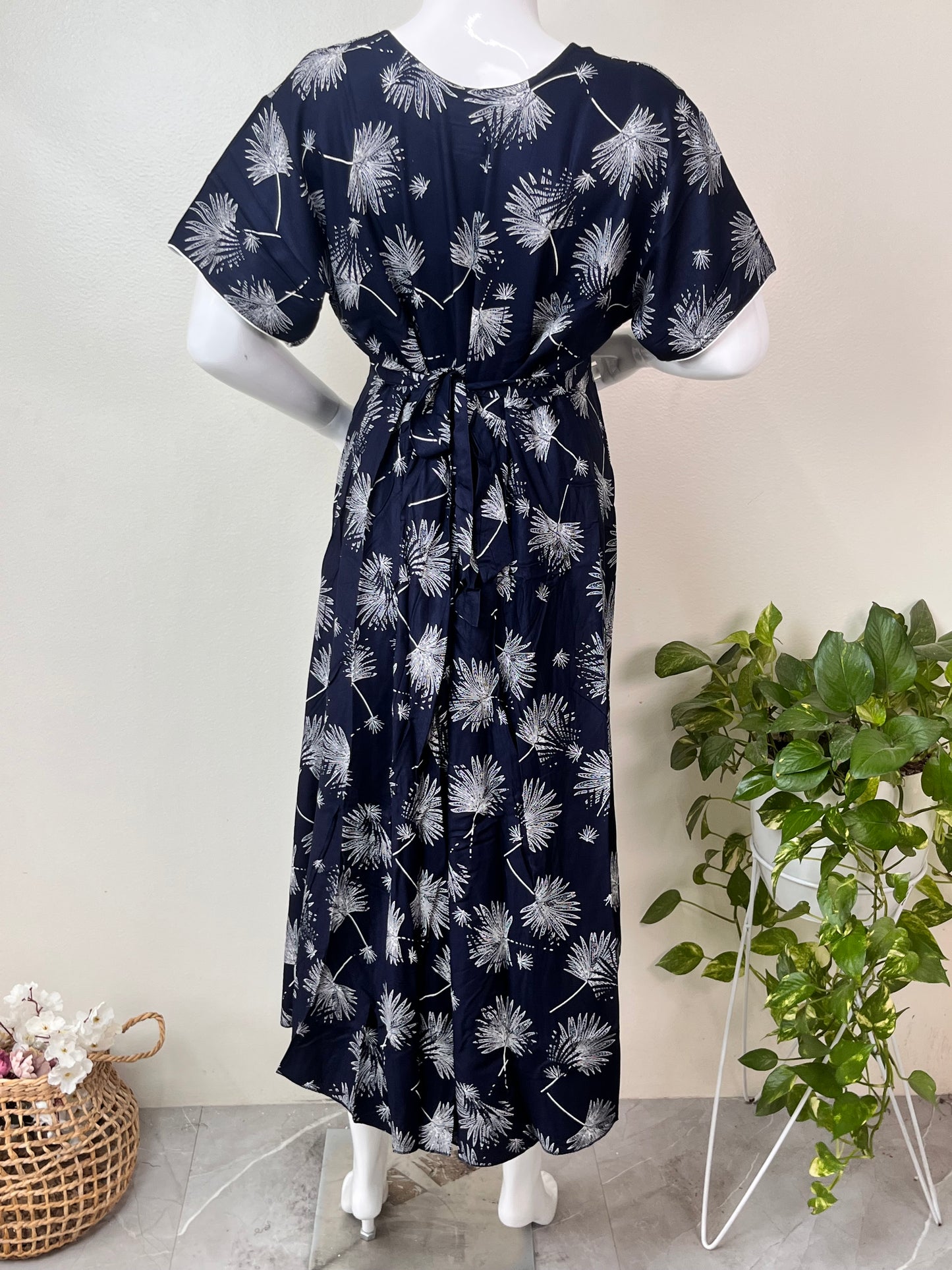 Essential Fit Comfort Navy Blue Rayon Fabric Maternity Gown