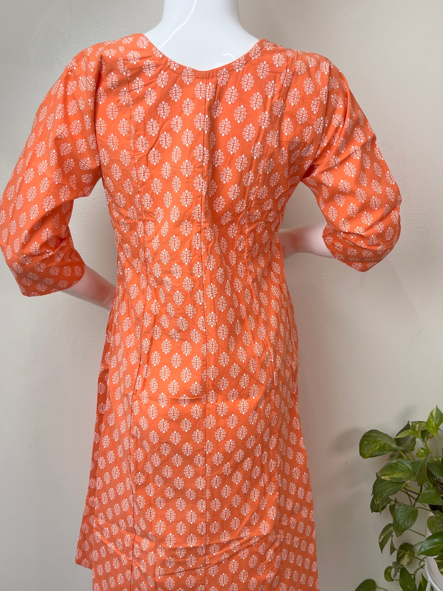 Orange Soft and Breathable Pure Cotton Maternity Kurti